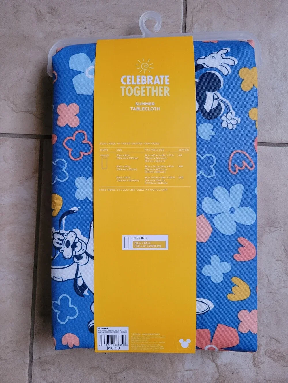 Disney Mickey And Friends Floral Celebrate Together Tablecloth-New